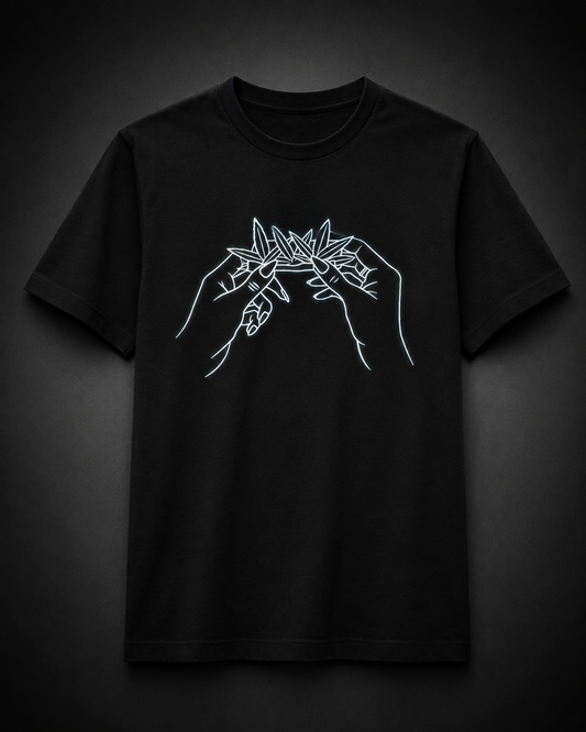Czarna koszulka Tees FCTRY z odblaskowym nadrukiem Reflective Hands